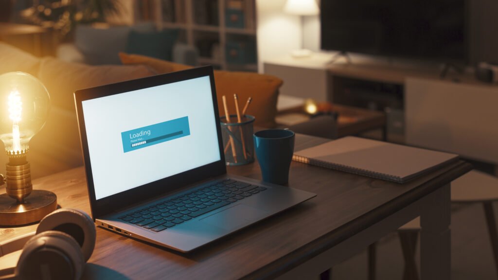 Website with slow loading time on a computer screen